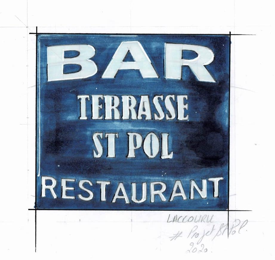 Plaque émaillé du restaurant la terrasse st pol